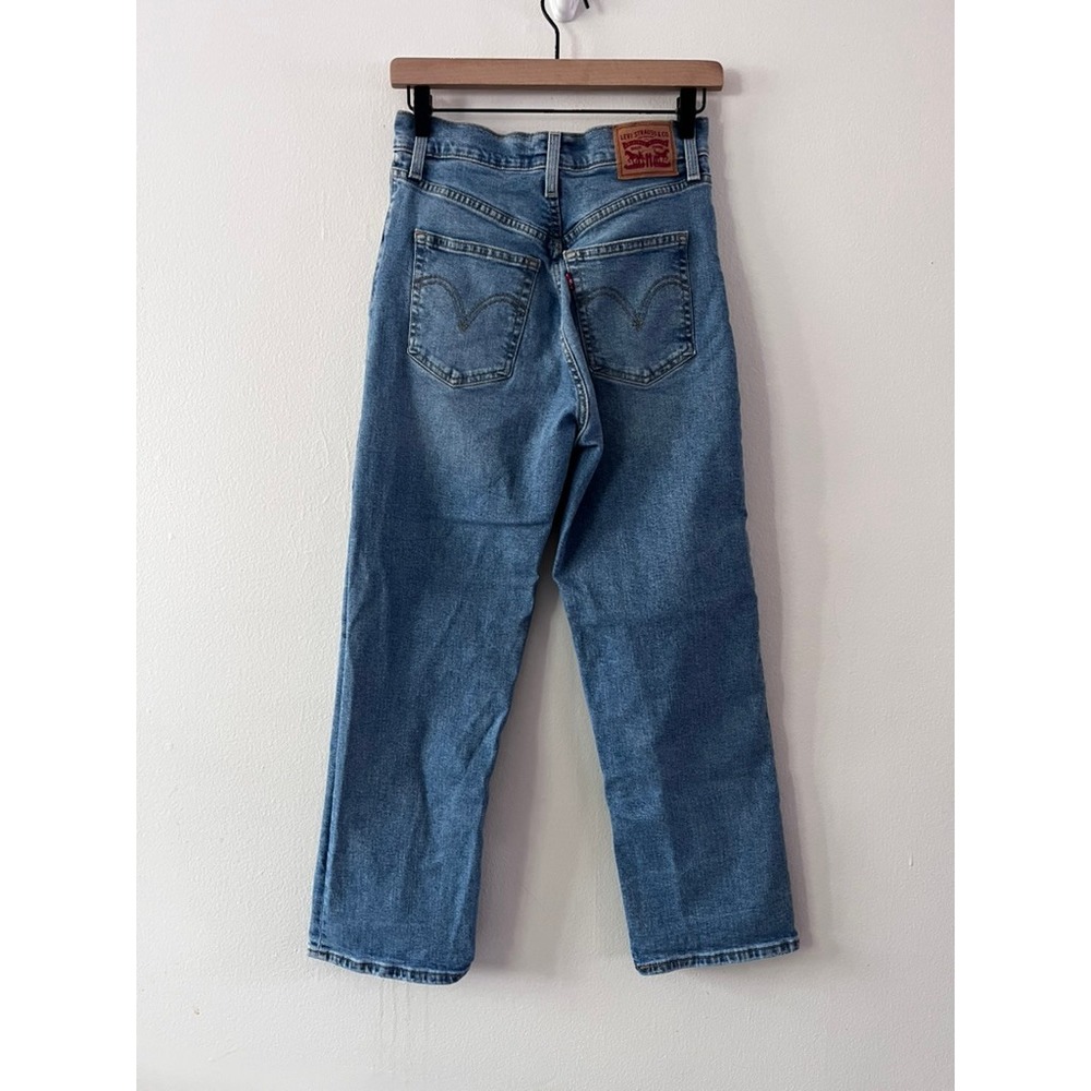 Levi's Ribcage Straight Ankle Jeans Medium Wash Cotton Poly Blend Denim size 28 - Picture 4 of 9